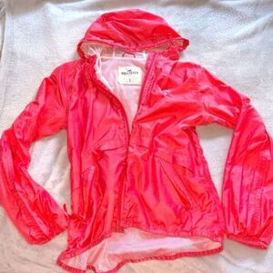 Hollister hooded Full Zip‎ Windbreaker Coat Womens Orange Small